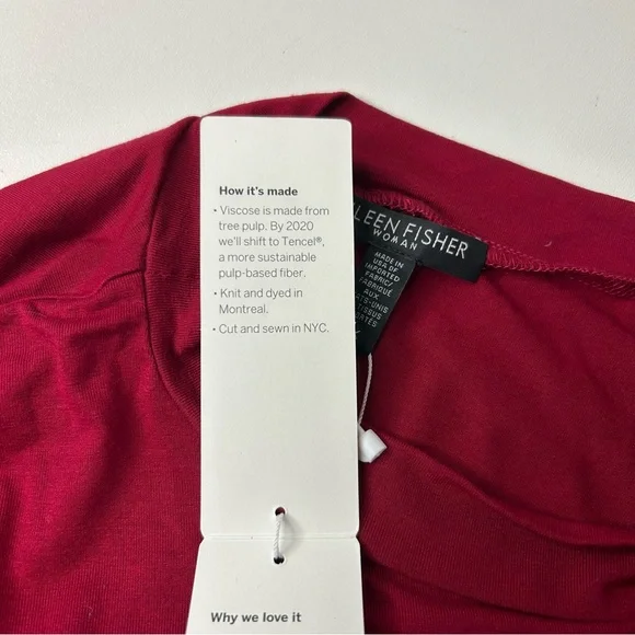 EILEEN FISHER Size‎ 1X China Red Mock Neck Lightweight Viscose Jersey Tunic Top.